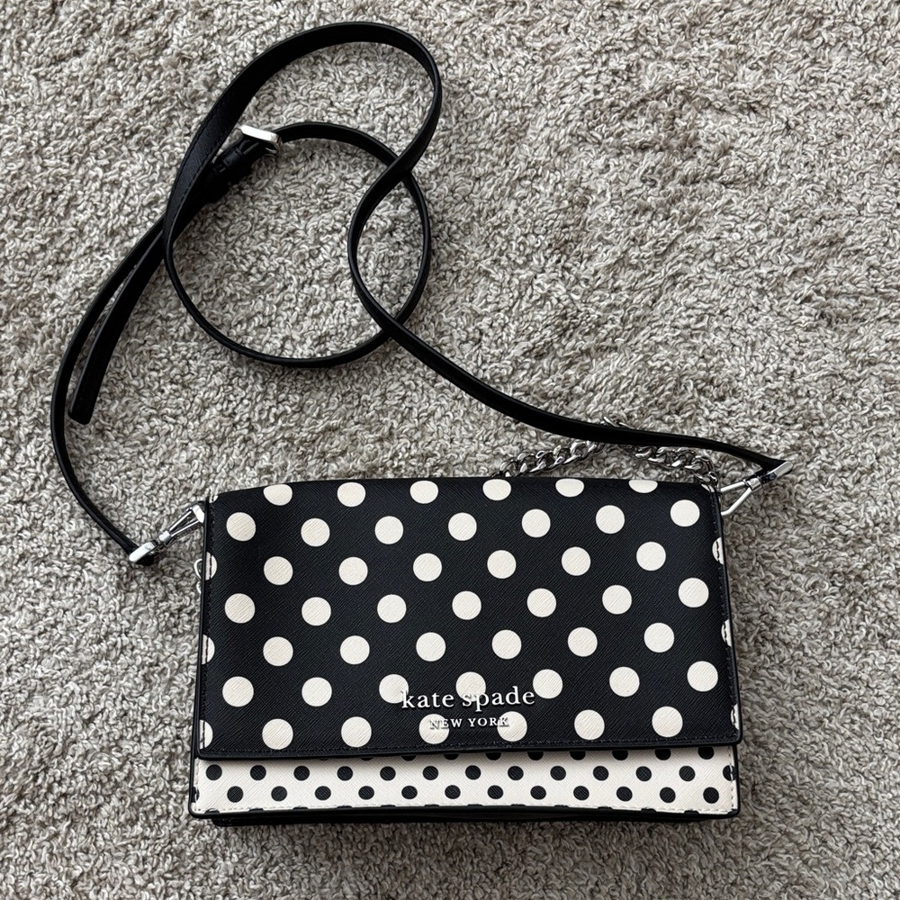 Kate Spade Black and Cream Polka Dot Crossbody Bag